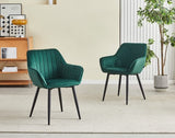 Chaise de salle à manger Luna – Vert – Velours