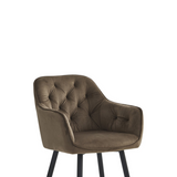 Chaise de salle à manger Roos – Brun – Velours