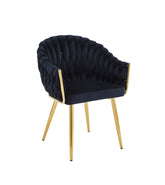 Chaise de salle à manger Wave – Velours noir – Pieds dorés