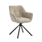 Boston Eetkamerstoel - Taupe Chenille - Zwarte Poten