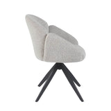 Nes Esszimmerstuhl – Ecru Bouclé-Stoff – Drehbar – 180° – Mit Return-Memory-Funktion