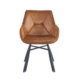 Solider Esszimmerstuhl - Cognacfarbene Mikrofaser