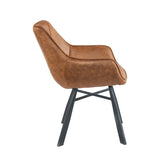 Solider Esszimmerstuhl - Cognacfarbene Mikrofaser