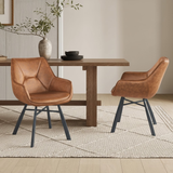 Solider Esszimmerstuhl - Cognacfarbene Mikrofaser