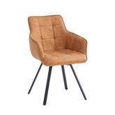 Taha Eetkamerstoel - Cognac Microfiber - Draaibaar - 360°