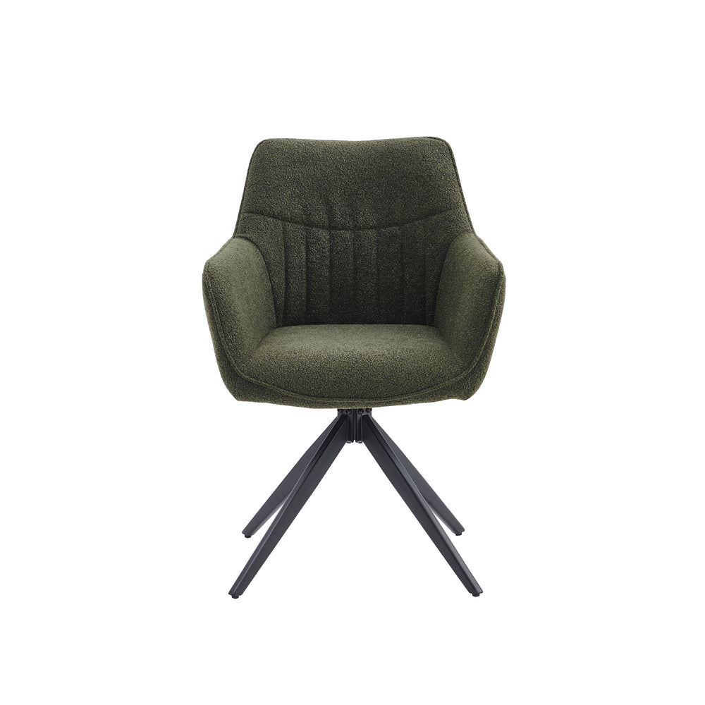 New Yade Eetkamerstoel - Groen Bouclé - Draaibaar 180°