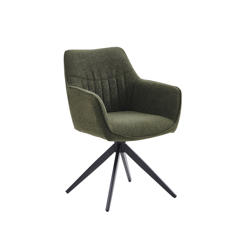 New Yade Eetkamerstoel - Groen Bouclé - Draaibaar 180°
