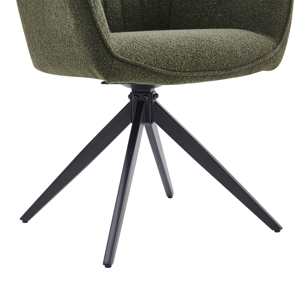 New Yade Eetkamerstoel - Groen Bouclé - Draaibaar 180°
