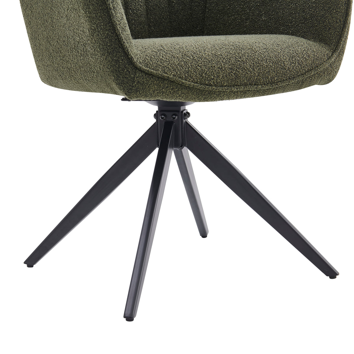 New Yade Eetkamerstoel - Groen Bouclé - Draaibaar 180°