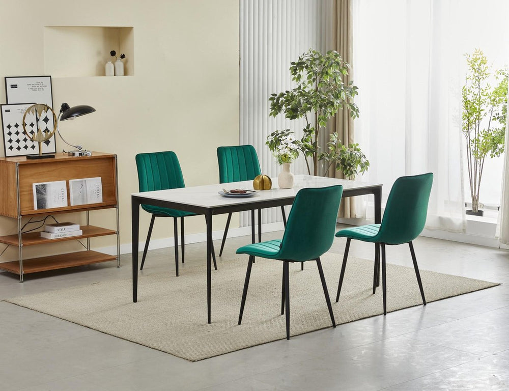Chaise de salle à manger Eline - Velours vert