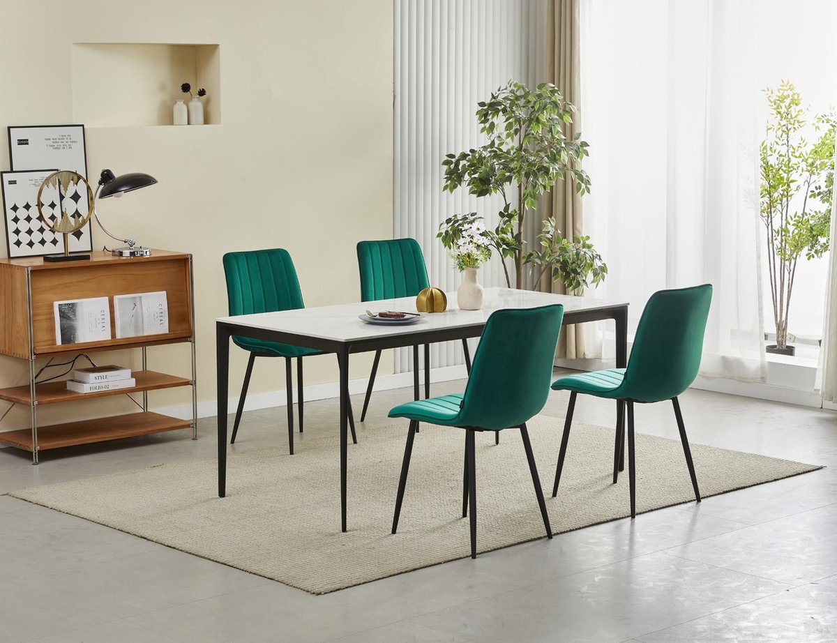 Chaise de salle à manger Eline - Velours vert