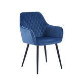 Chaise de salle à manger Beverly – Bleu – Velours