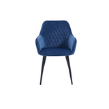 Chaise de salle à manger Beverly – Bleu – Velours