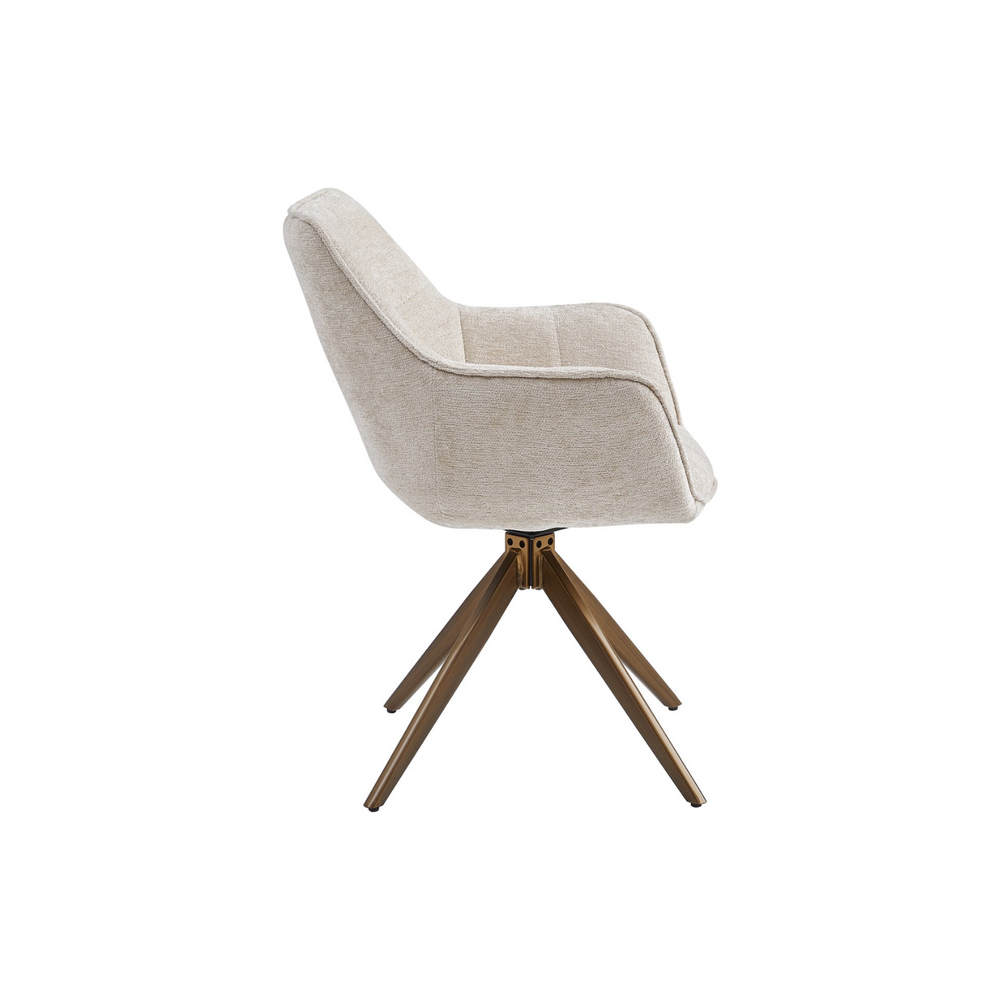 Boston Eetkamerstoel - Beige Chenille - Brushed Brons Poten