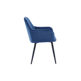 Chaise de salle à manger Beverly – Bleu – Velours