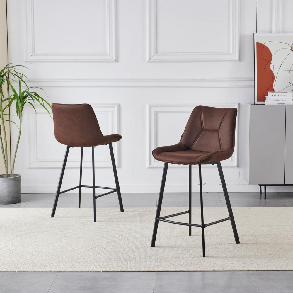 Tabourets de bar Zera - Microfibre Marron