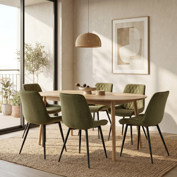 Chaise de salle à manger Adama - Velours vert Fabb