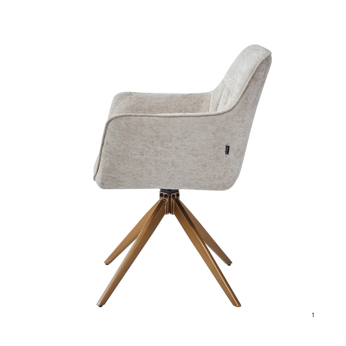 New Yade Esszimmerstuhl - Taupe-Chenille - Goldene Beine - 180° drehbar