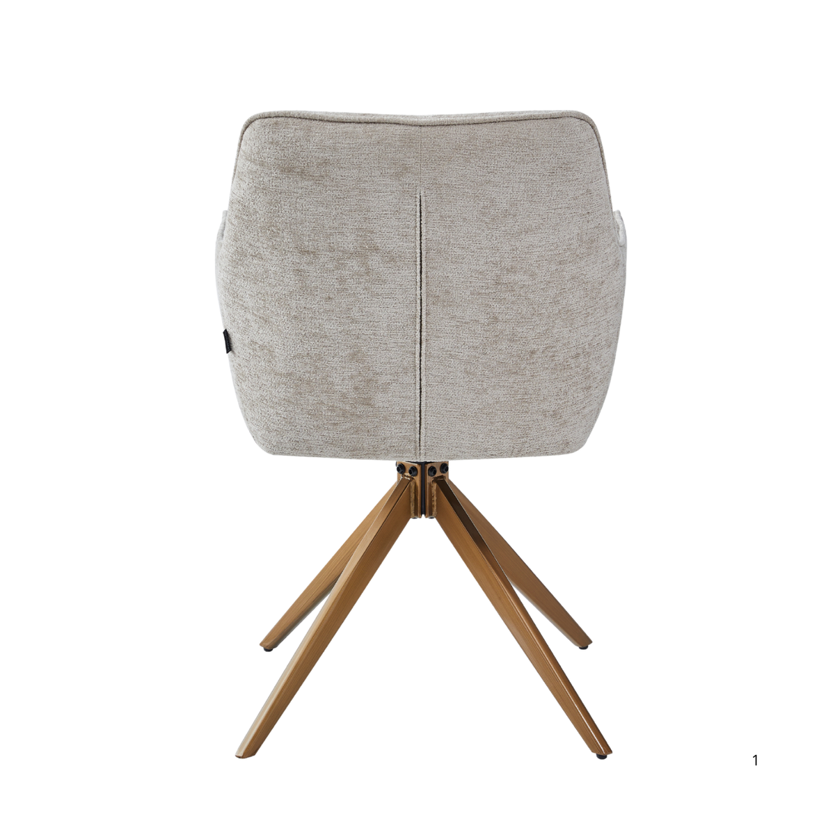 New Yade Esszimmerstuhl - Taupe-Chenille - Goldene Beine - 180° drehbar