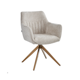 New Yade Esszimmerstuhl - Taupe-Chenille - Goldene Beine - 180° drehbar