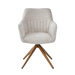 New Yade Neuer Yade Esszimmerstuhl - Beige Chenille - Goldene Beine