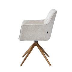 New Yade Neuer Yade Esszimmerstuhl - Beige Chenille - Goldene Beine
