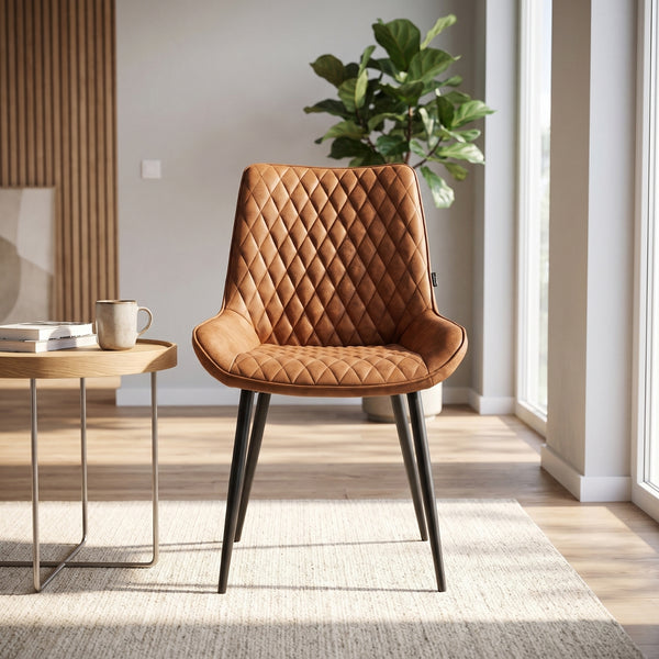 Adama Dining Chair - Cognac Microfiber