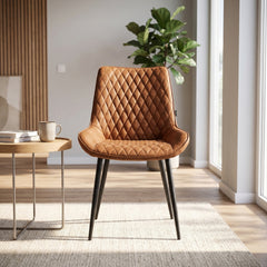 Adama Eetkamerstoel - Cognac Microfiber