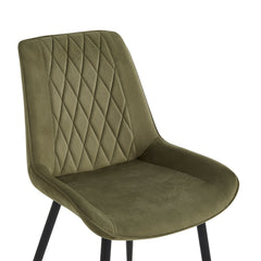Adama Dining Chair - Green Velvet Fabb