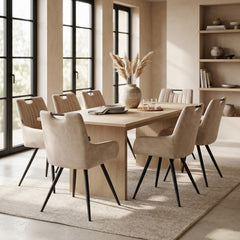 Amanda Eetkamerstoel - Beige Microfiber