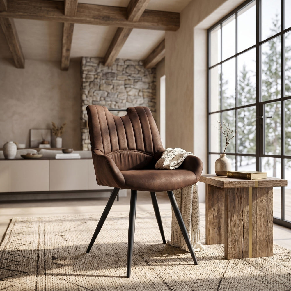 Amanda Dining Chair - Brown Microfibre