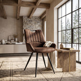 Amanda Dining Chair - Brown Microfibre