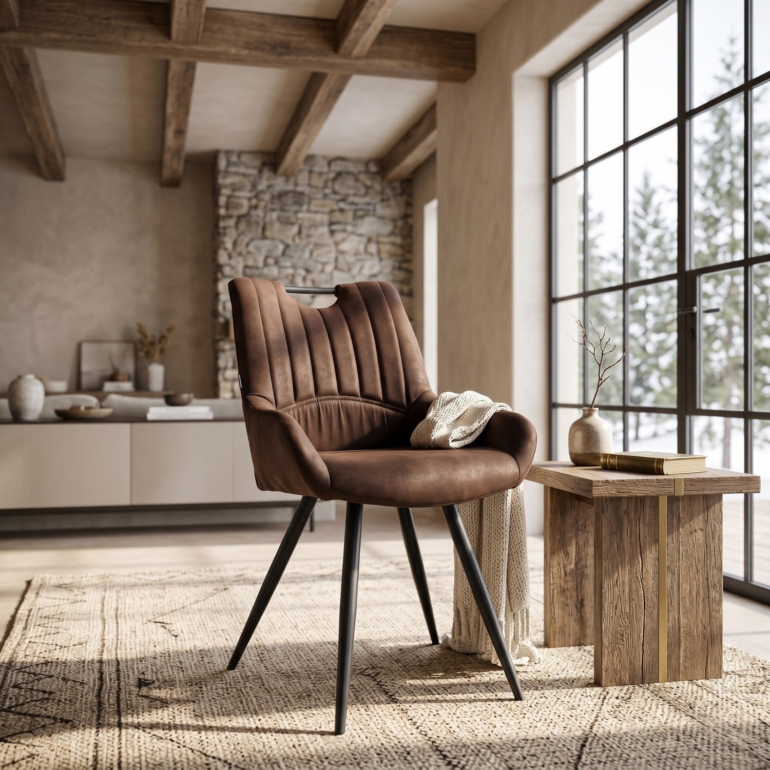 Amanda Dining Chair - Brown Microfibre