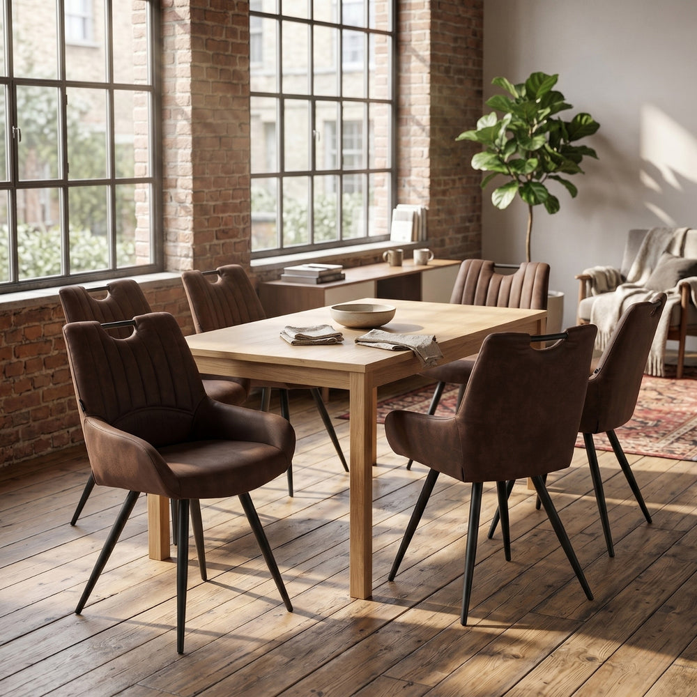 Amanda Dining Chair - Brown Microfibre