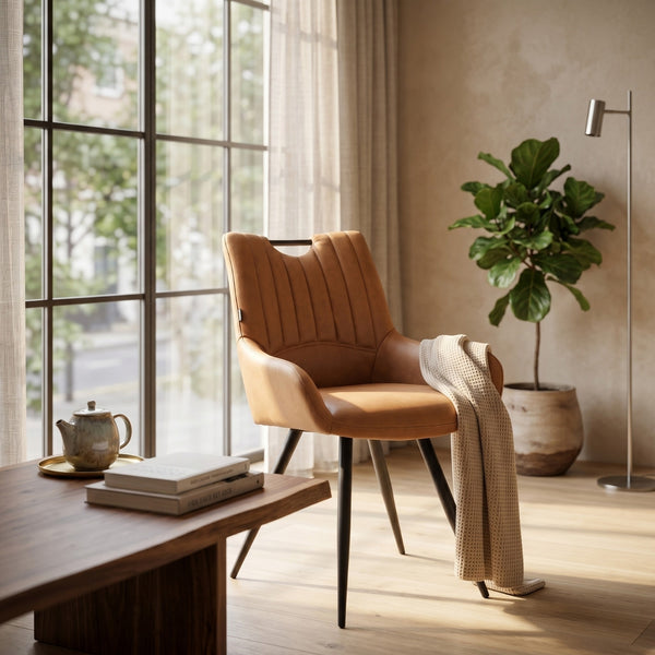 Chaise de salle à manger Amanda - Microfibre Cognac