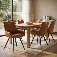 Amanda Eetkamerstoel - Cognac Microfiber