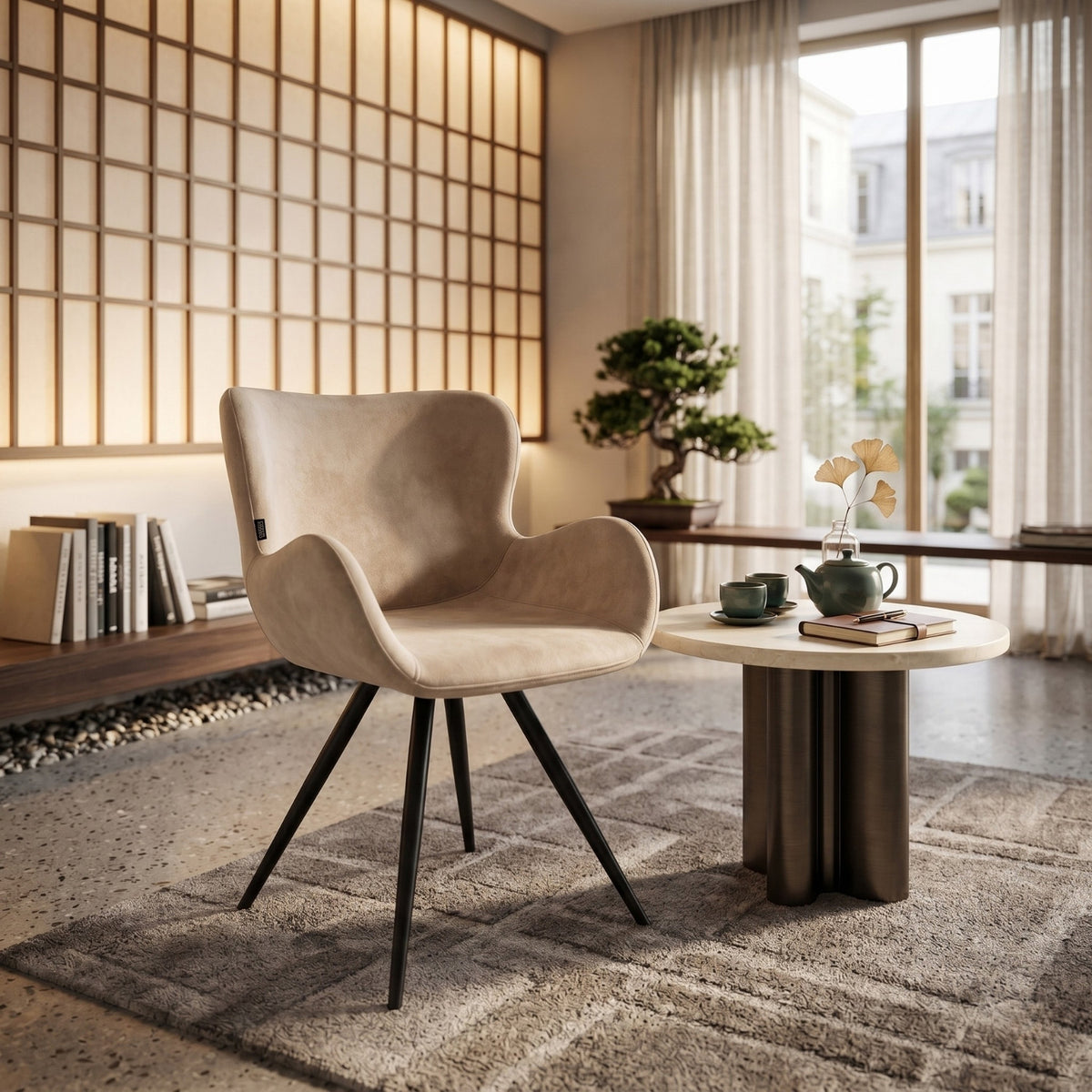 Chaise de salle à manger Anabella - Velours Adore beige