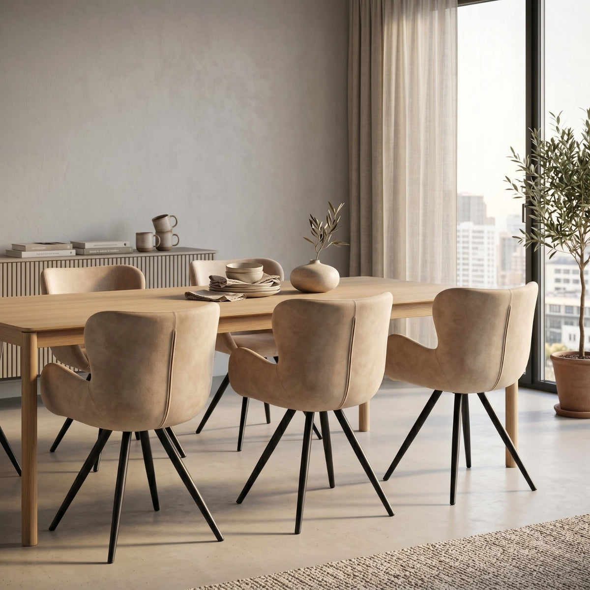 Chaise de salle à manger Anabella - Velours Adore beige