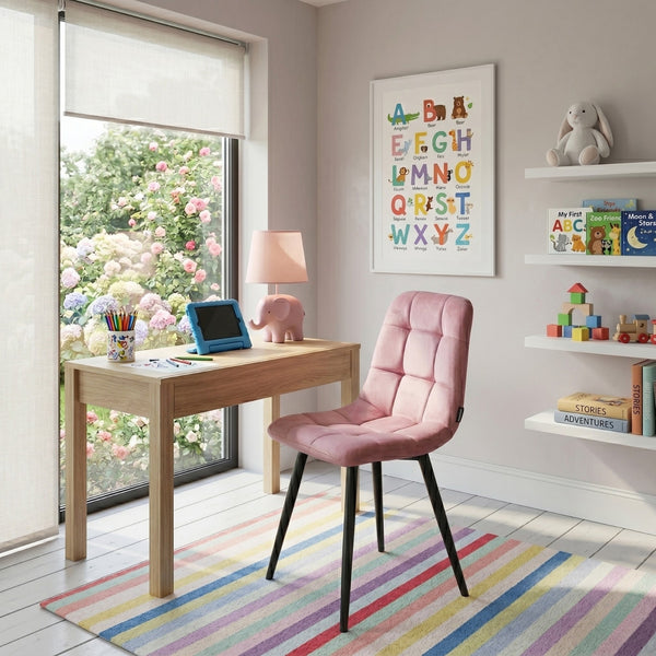 Chaise haute Bambi - Velours rose