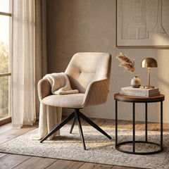 Barbara Dining Chair – Beige Adore Velvet – Swivel – 180°