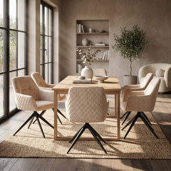 Barbara Dining Chair – Beige Adore Velvet – Swivel – 180°