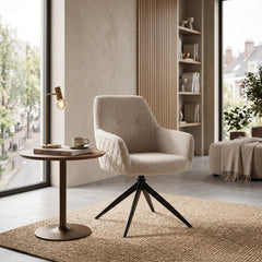 Barbara Dining Chair – Beige – Bouclé – Swivel – 180°