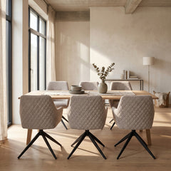 Barbara Dining Chair – Beige – Bouclé – Swivel – 180°