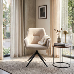 Barbara Dining Chair – Beige – Chenille – Swivel – 180°