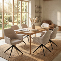 Barbara Dining Chair – Beige – Chenille – Swivel – 180°