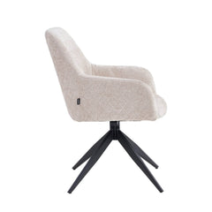 Barbara Eetkamerstoel - Beige Chenille - Draaibaar - 180°