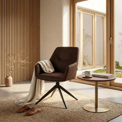 Barbara Eetkamerstoel - Bruin Microfiber - Draaibaar - 180°
