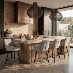 Belissima Bar Stools - Beige Chenille
