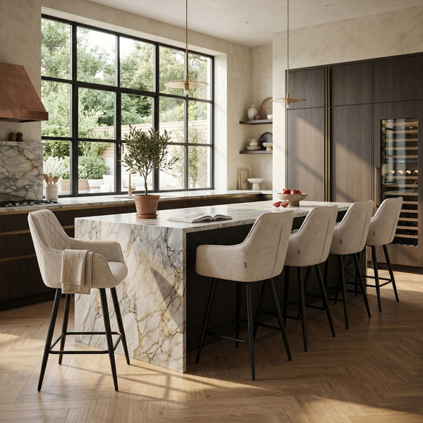 Belissima Bar Stools - Taupe Chenille