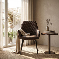 Beverly Eetkamerstoel - Bruin Microfiber
